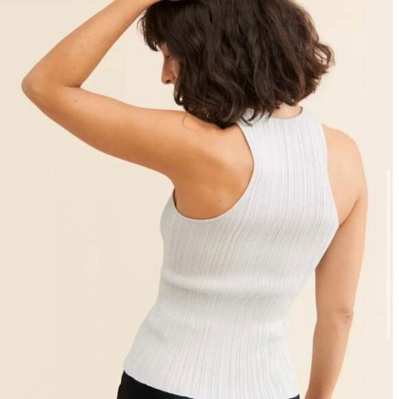 NWT Madewell Phoebe Snowy Silver Cutaway Ribbed Tank Size L - Picture 3 of 12
